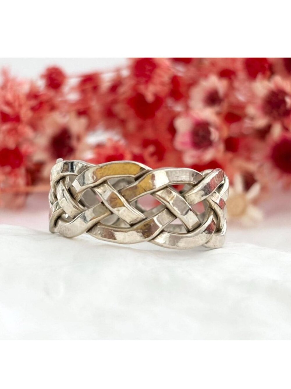 Mexican Made Braided Modernist Sterling Silver 925 Vintage Ring - sz 10.75
